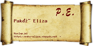 Pakó Eliza névjegykártya